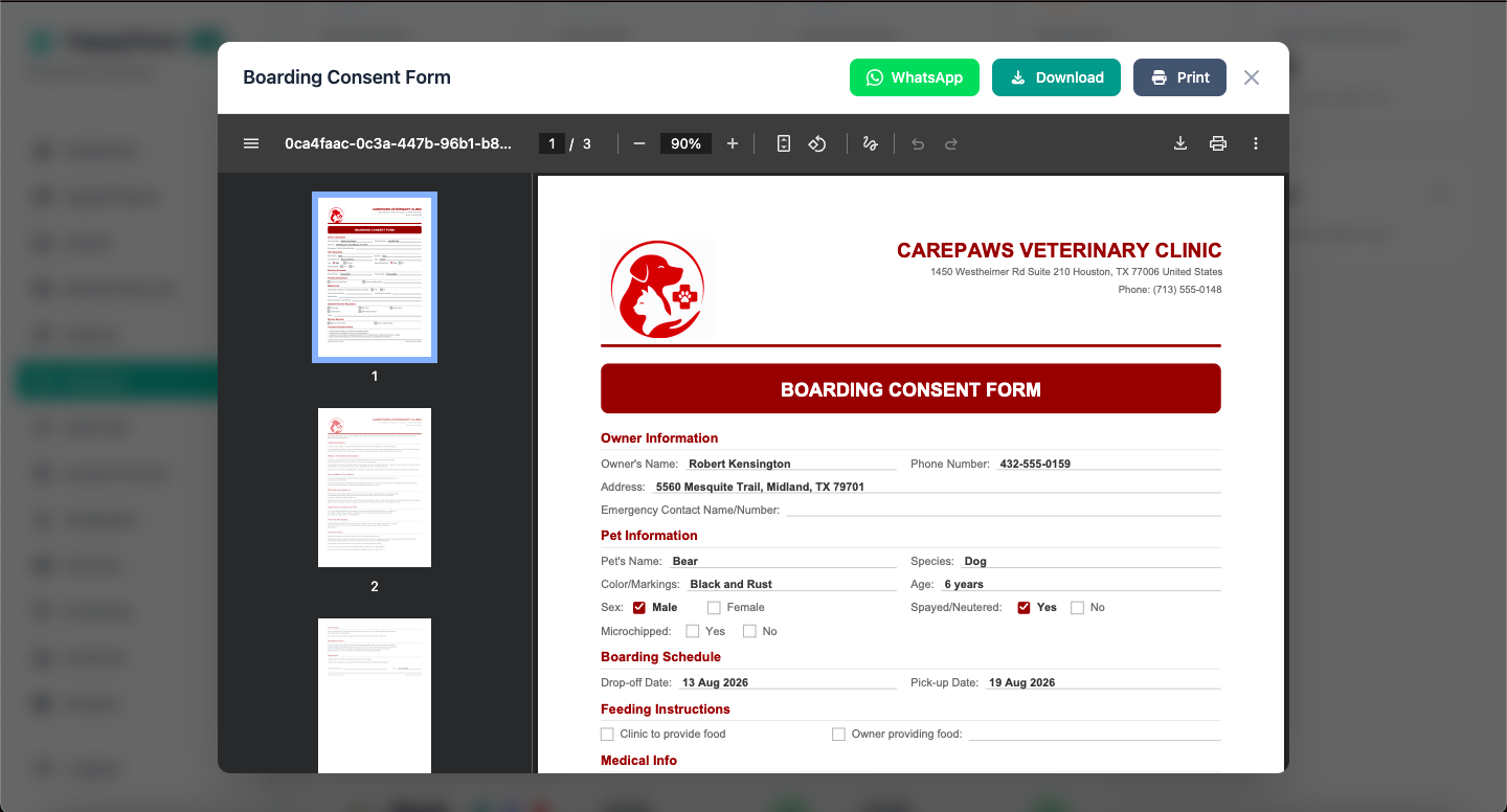 Boarding consent form