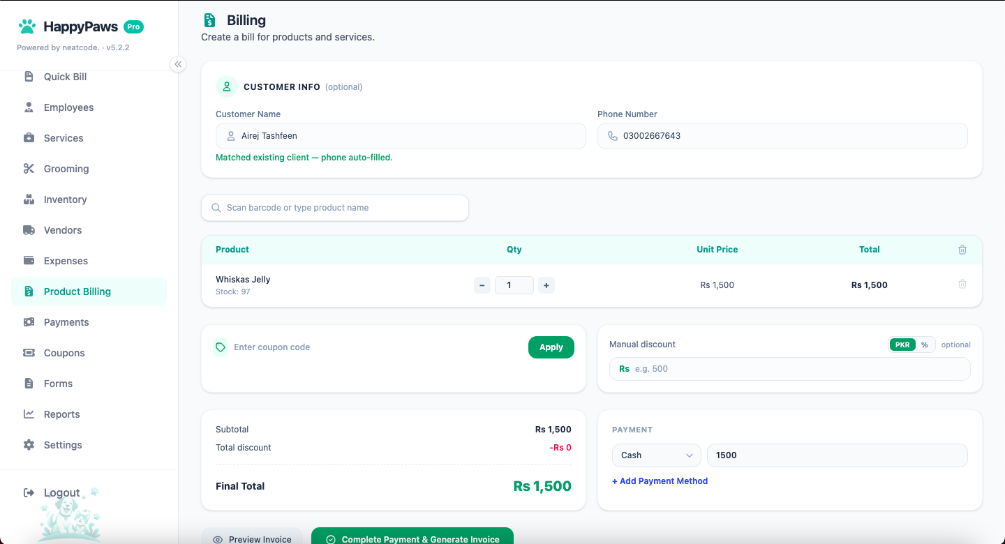 Product billing